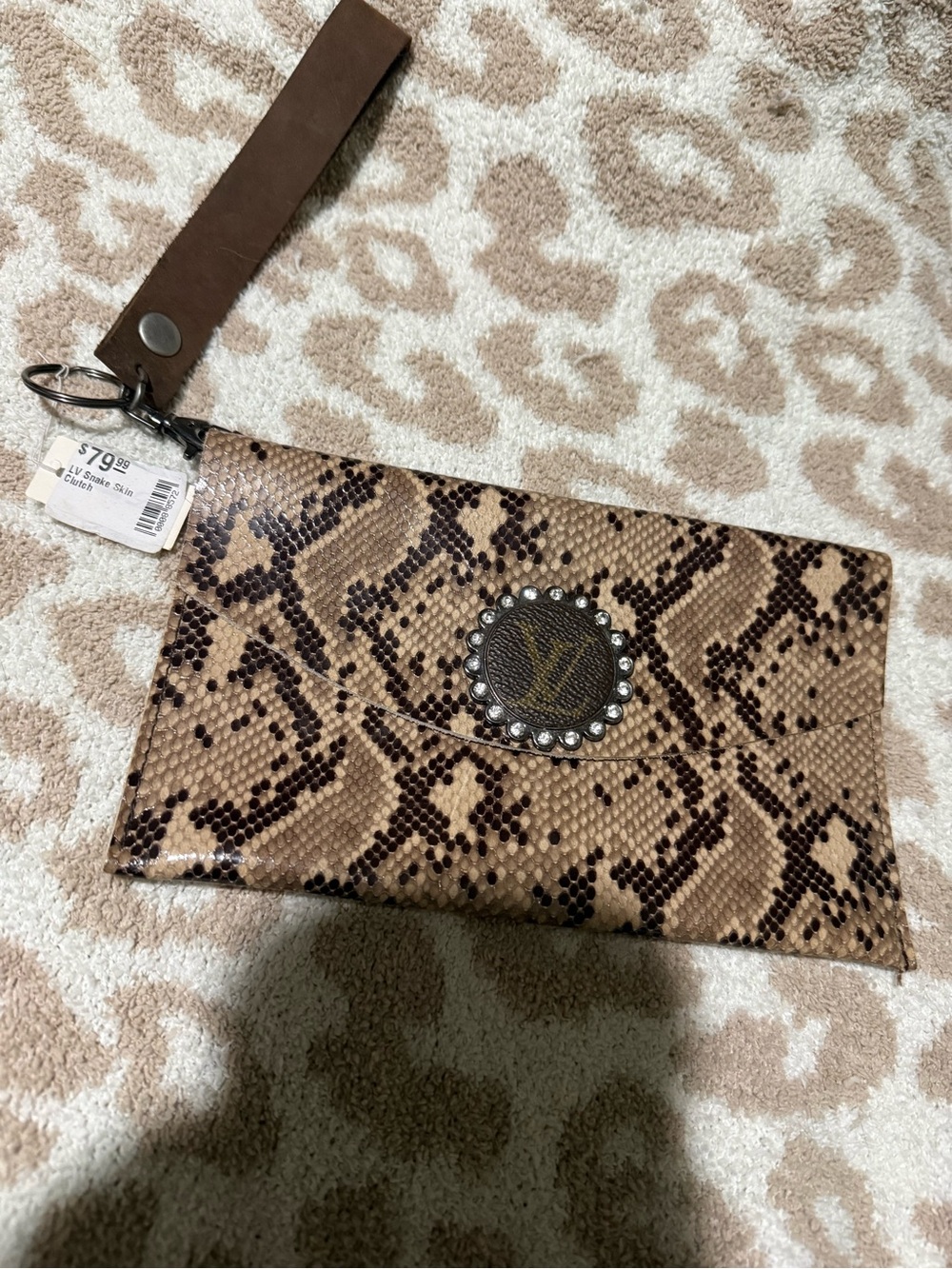 Louis Vuitton repurposed Brown Snake-Print Wristlet Clutch